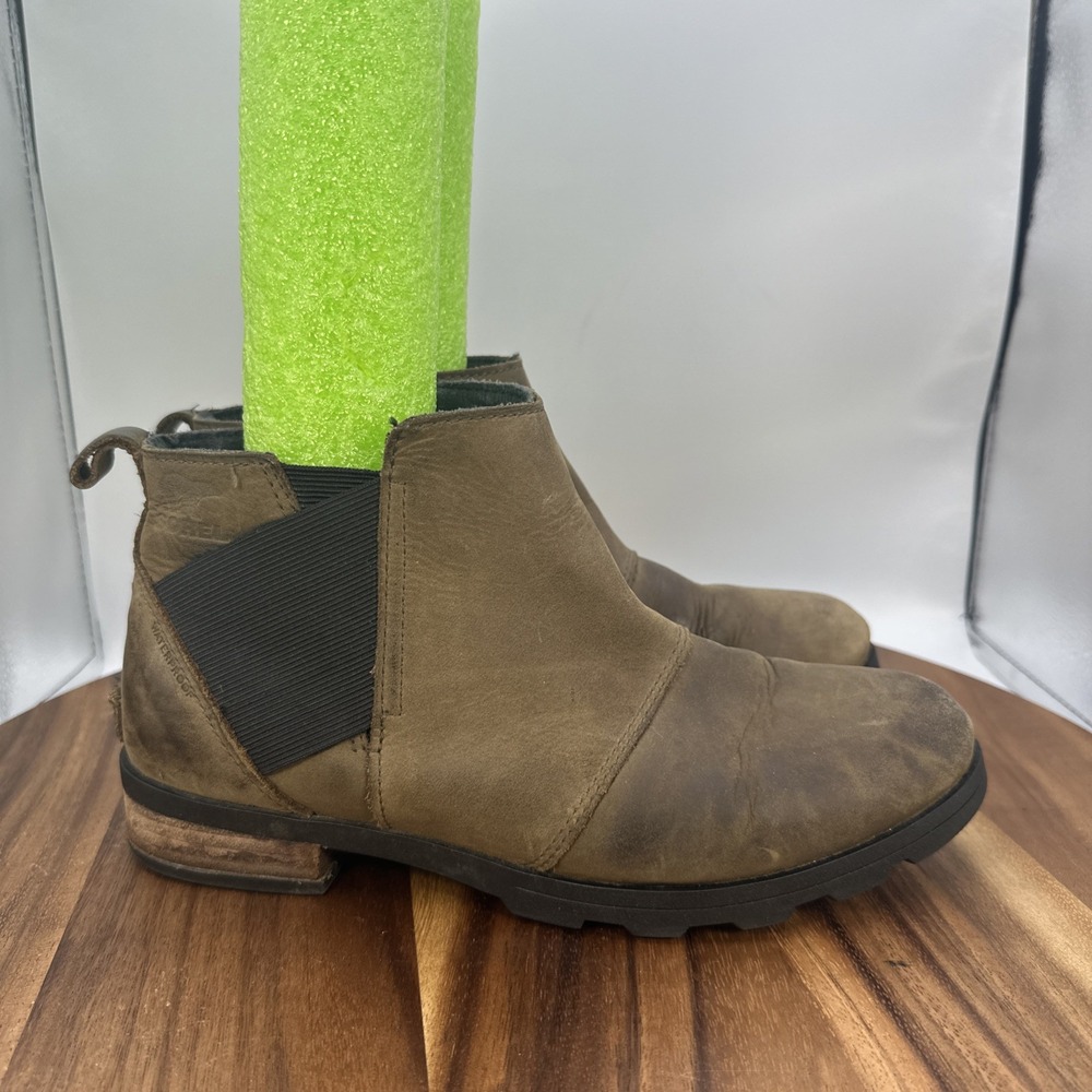 Sorel Emelie Chelsea Ankle Boots Bootie Brown Leather Waterproof Women's‎ 8